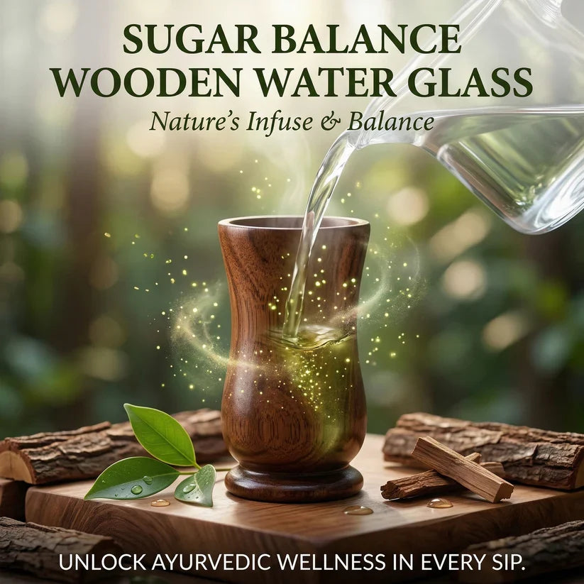 SugarCare Balance Wooden Water Glass (100% Ayurvedic)