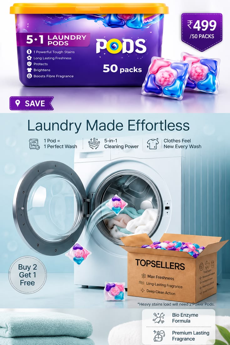 5 in 1 Laundry Power Detergent Pods (Pack of 10)