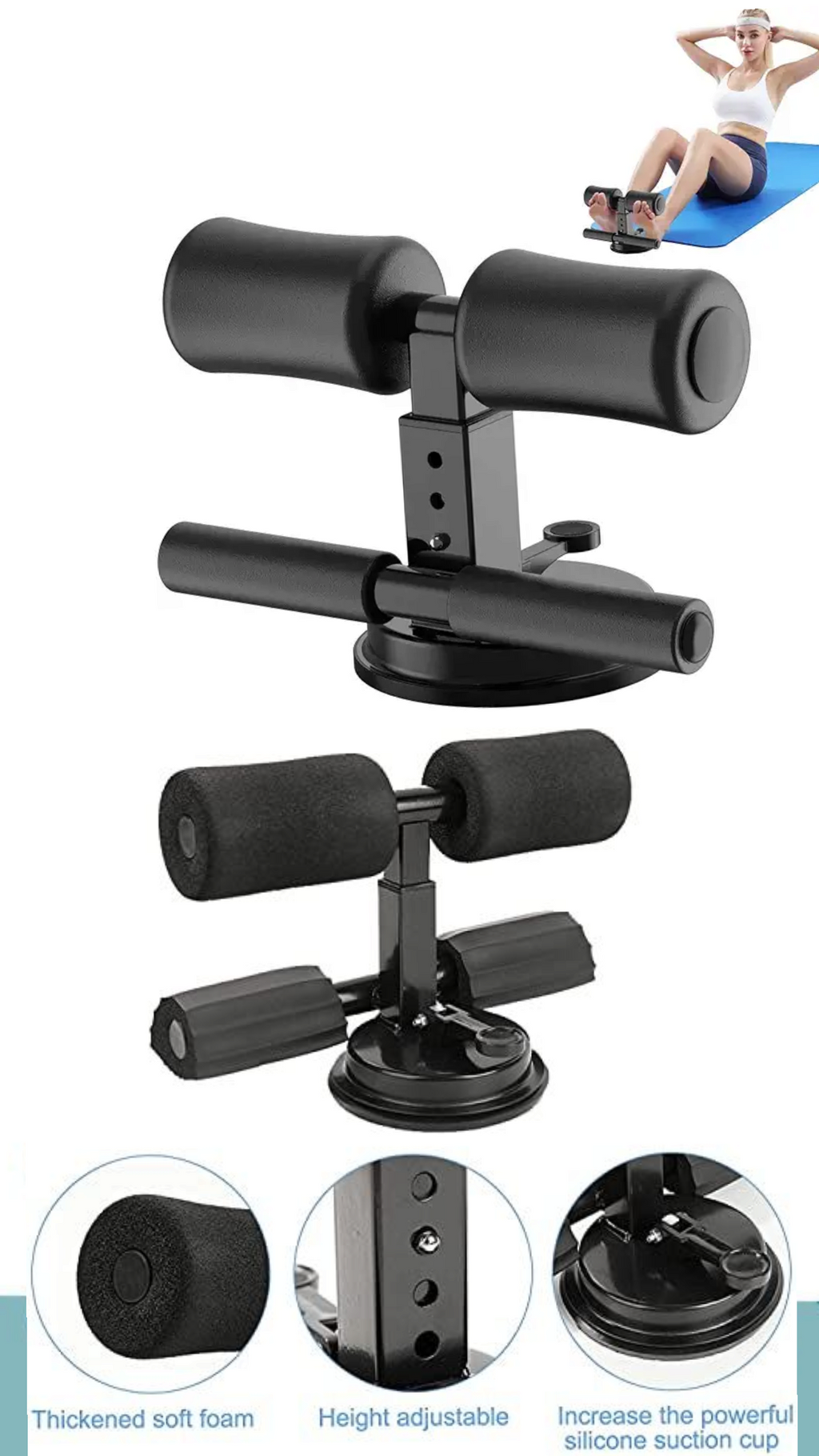 Adjustable Sit-Up Assistant for Home Workout | Strong Suction Base