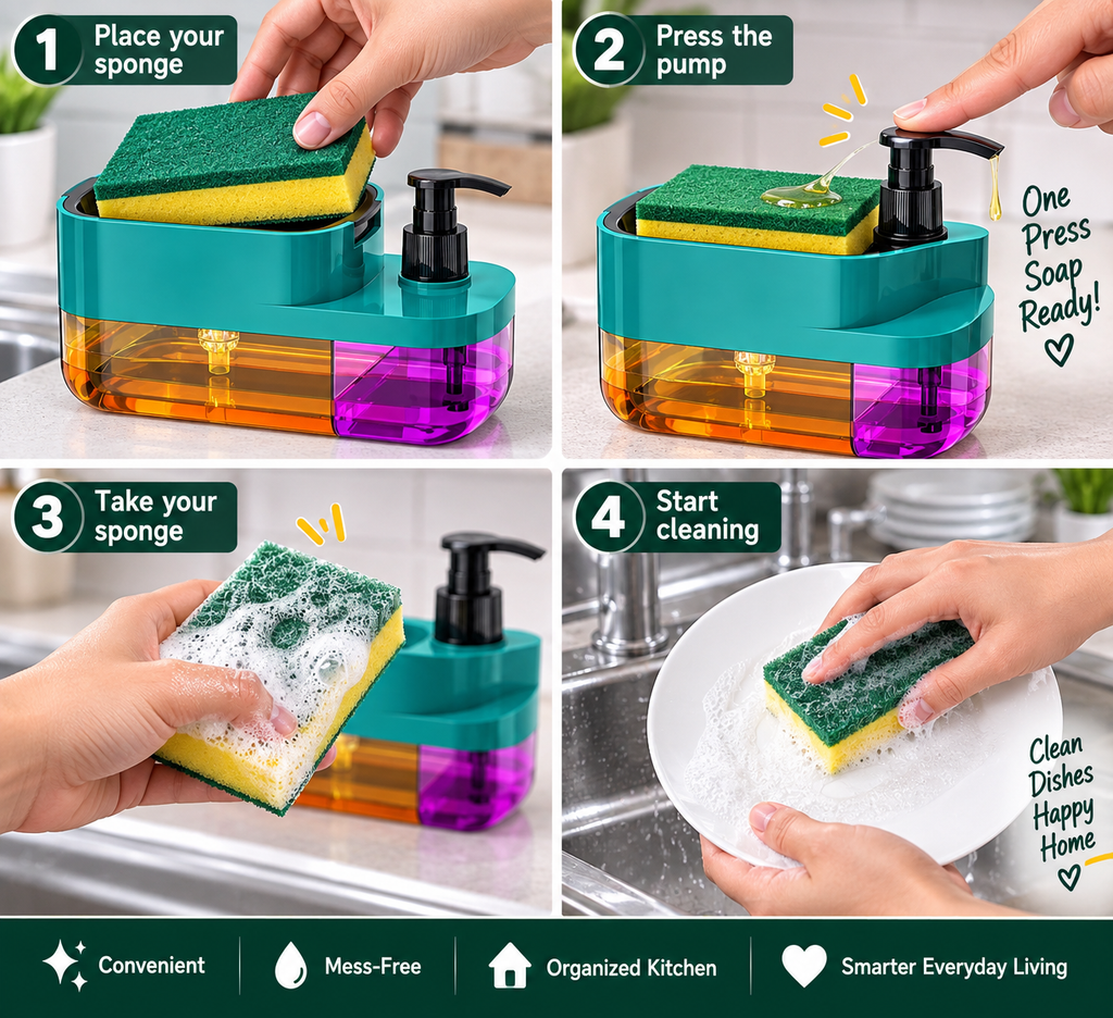 2-in-1 Sponge Holder & Soap Dispenser