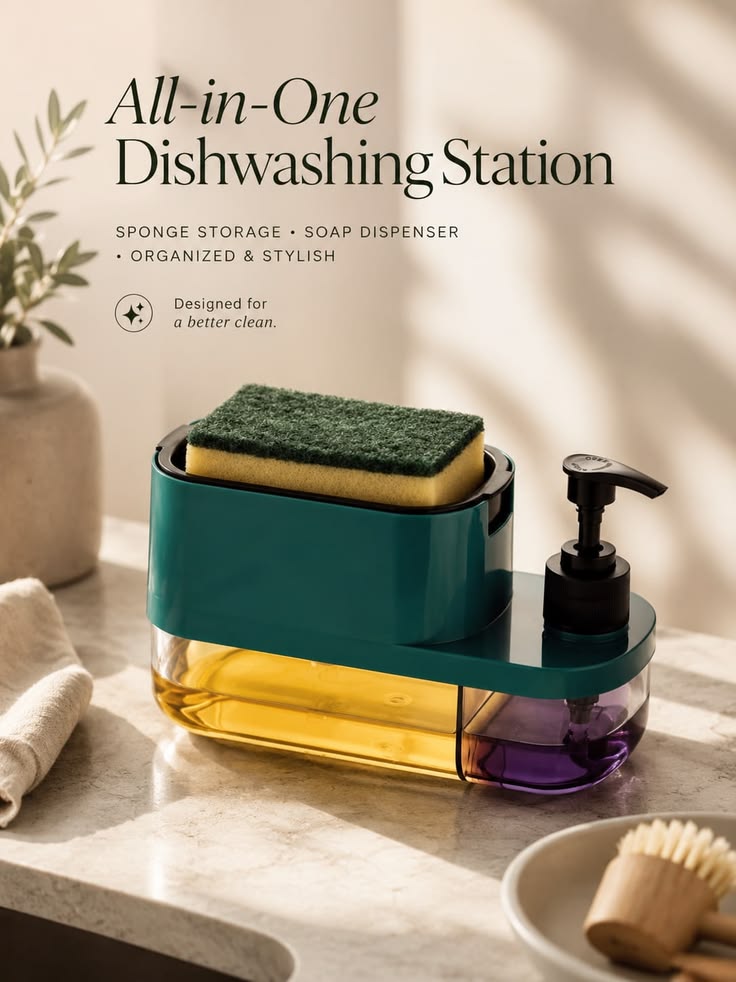 2-in-1 Sponge Holder & Soap Dispenser