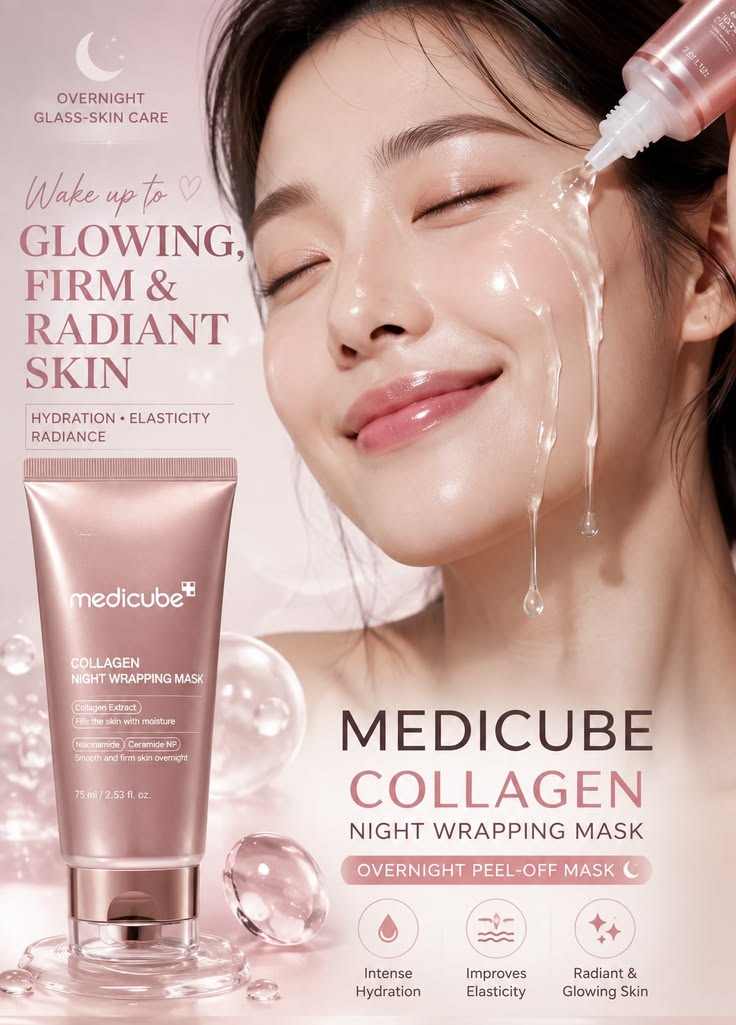 Medicube Collagen Overnight Wrapping Peel-Off Facial Mask – Glass Glow Night Care