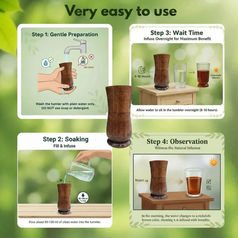 SugarCare Balance Wooden Water Glass (100% Ayurvedic)