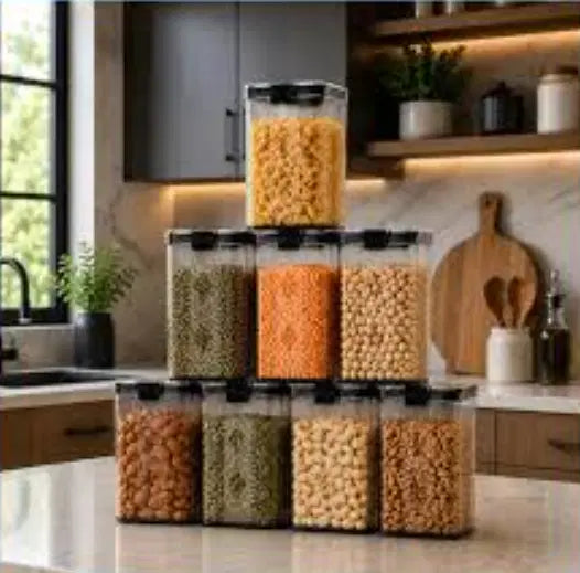 Premium Airtight Kitchen Storage Containers – 1100 ML Each | Set of 8