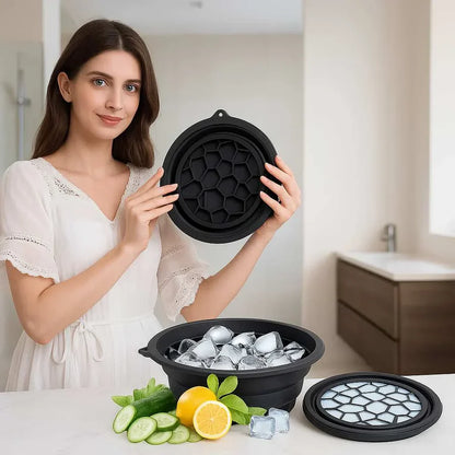 Ice Facial Bowl with Ice Tray | Foldable Silicone Ice Bath Bowl for Skin Tightening & Face Care