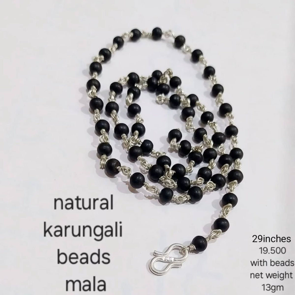Karungali Silver Cap Mala with Lord Hanuman Pendant
