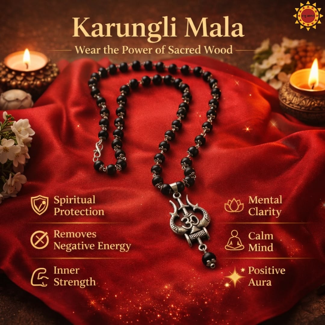 Karungali Silver Cap Mala with Lord Hanuman Pendant