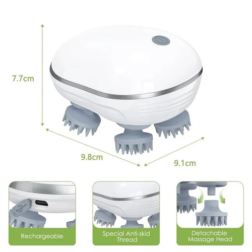 4-Head Electric Scalp Massager  Rechargeable Waterproof Head & Body Massager