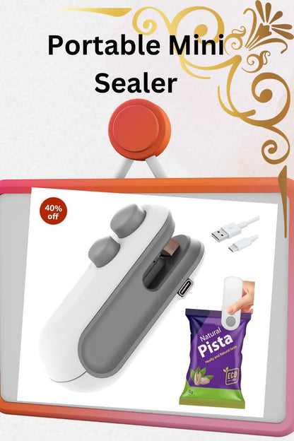 2 in 1 USB Rechargebale Bag Sealer & Cutter | Keep Snacks Fresh Anytime